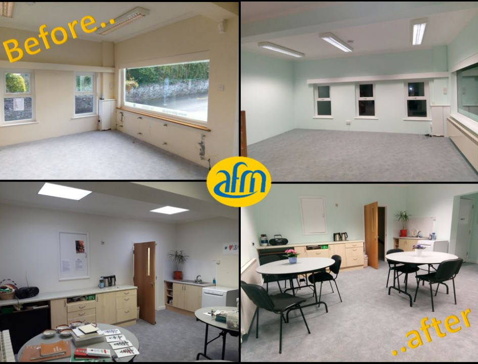 Volunteers decorate Social Room at the Vision Support Centre in Guernsey